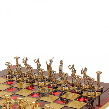 Шахи Manopoulos Титани дерев'яний футляр (S6RED) 36 х 36 см Червоні